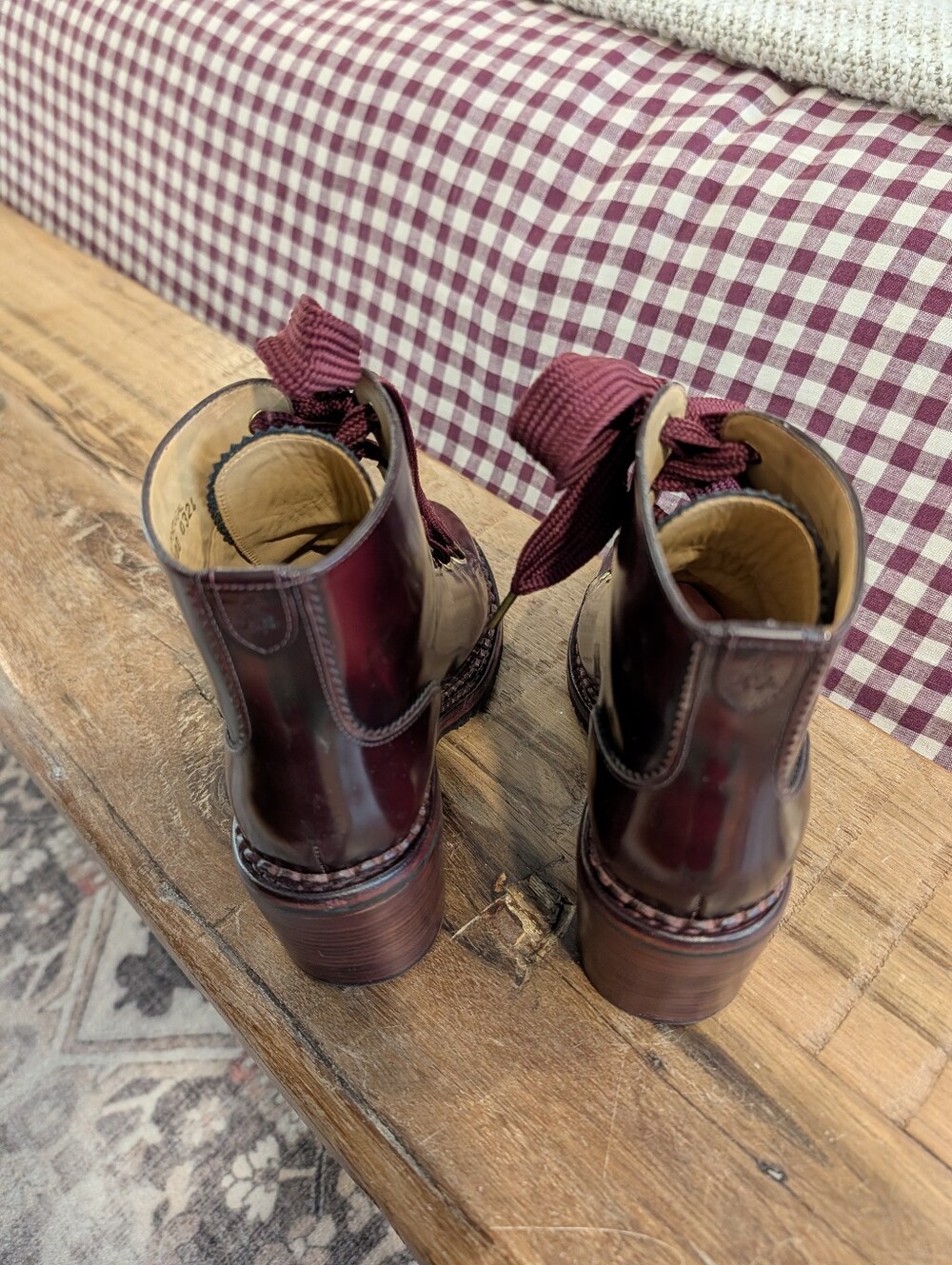 Women's The Office Of Angela Scott Burgundy Lace-Up Block Heel Boots, Size 37 - Picture 3 of 7